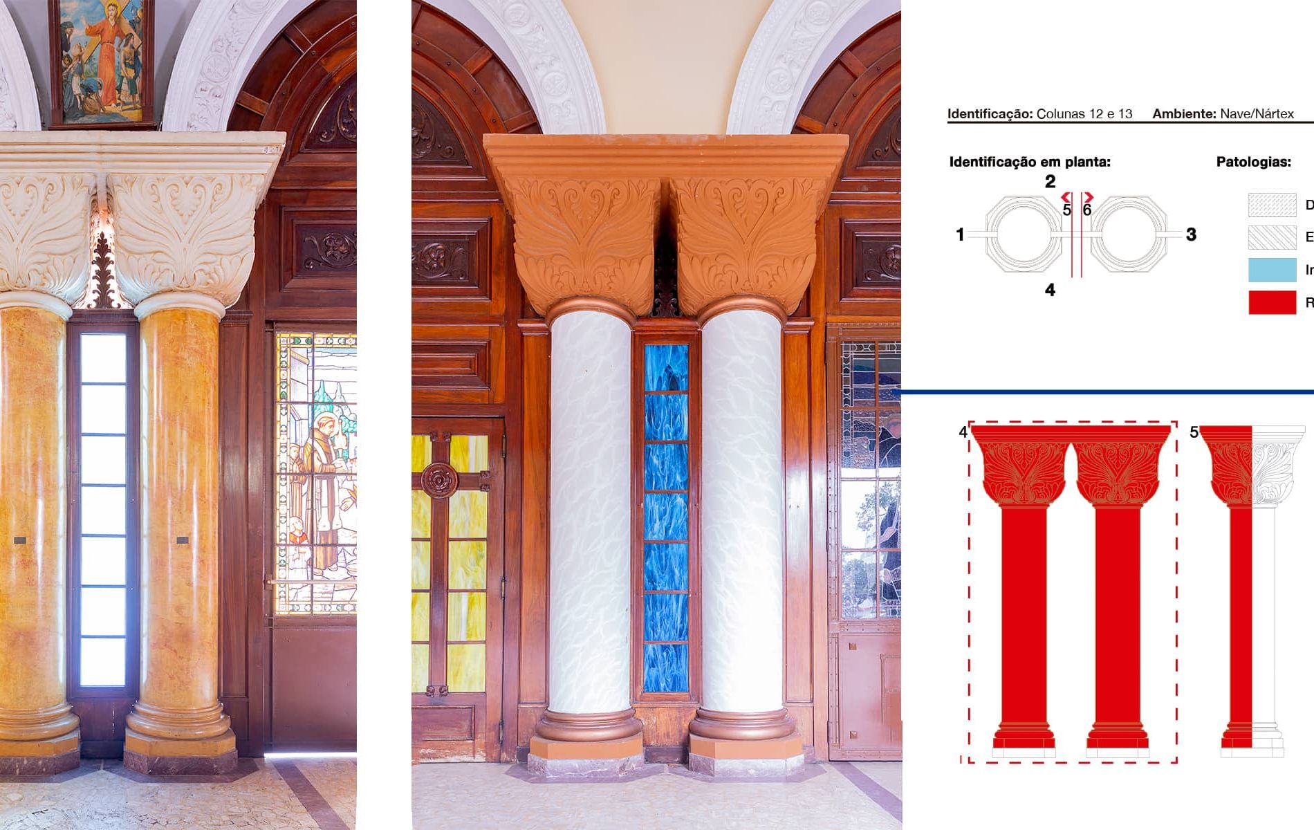 Ficha de análise de danos nas colunas da catedral