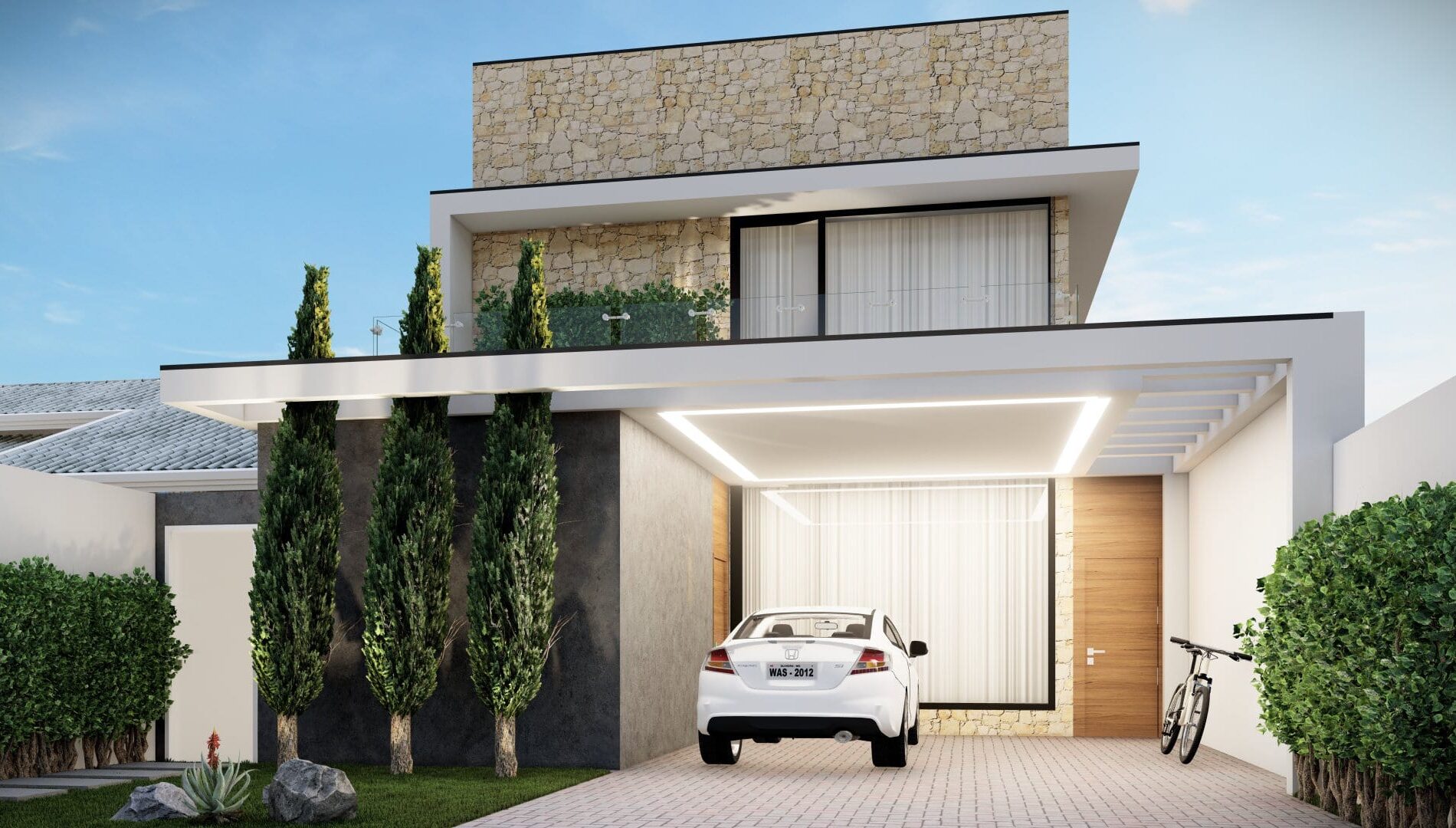 Fachada residencial em condomínio fechado